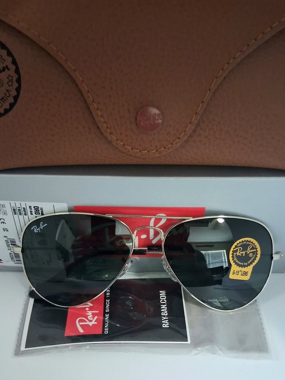 NEW Ray Ban RB3025 58mm Aviator Green Lens Silver Frame Unisex Sunglasses